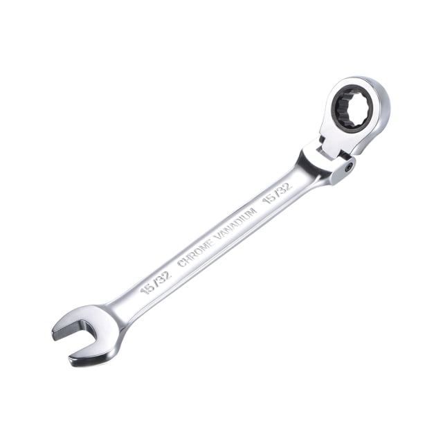 Unique Bargains 15/32' Flex-Head Ratcheting Combination Wrench SAE 72 Teeth 12 Point Ratchet Box Ended Spanner Tools