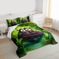 thumbnail image 3 of Castle Fairy Kawaii Hippopotamus Queen Comforter Set,Tropical Leaves Bedding Comforter Set, 3 of 8