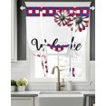 thumbnail image 5 of 4th of July Red Blue Tie Up Curtains for Window, Thermal Insulated Balloon Shade Adjustable Rod Pocket Curtains Valance Panels for Kitchen Bathroom Cafe 52 x 45 Plaid Daisy Welcome, 5 of 6