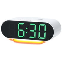 REGALWOVEN Oval Alarm Clock with Nightlight, Dimmable, 12/24H,USB Port, Wireless Charging, Decorate for Bedroom 7.1 x 3.1 x 2.4 inch Green