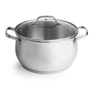 Nonstick Stock Pots,5 qt Stainless Steel Saucepot with Glass Lid Silver Anti-scalding Handle Stockpot by Derui Creation (5QT(9.45?x6.10?), Silver)