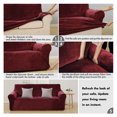 thumbnail image 2 of Deconovo 1 Piece Stretch Velvet Loveseat Sofa Cover, Burgundy, Strapless Sofa Slipcover, Plush Soft Furniture Protector, 2 of 6