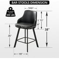 thumbnail image 3 of FIRAVOE Bar Stools Set of 2 (High Back) Swivel Barstools Counter Height Bar Stools, 26" Faux Leather Bar Chairs Counter Stools for Kitchen Island, Black, 3 of 11