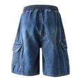 thumbnail image 6 of StSilkitty Mens Casual Denim Shorts Summer Solid Color Loose Drawstring Shorts with Pocket Soft Comfy Shorts, 6 of 9