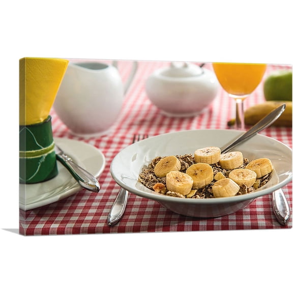 ARTCANVAS Cereal Breakfast Banana Restaurant decor Canvas Art Print - Size: 60" x 40" (0.75" Deep) (3-Piece)