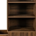 thumbnail image 4 of 70.87" Tall Bookcase,4-Tier Bookshelf Wood Display Storage Cabinet with 3 Side Drawers for Living Room Home Office,Walnut, 4 of 6