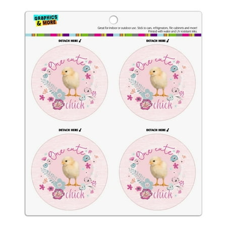 

One Cute Chick Chicken Easter Spring Refrigerator Fridge Locker Vinyl Circle Magnet Set