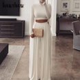 thumbnail image 2 of Long Sleeve Crop Top Wide Leg Pants Two Piece set, 2 of 4