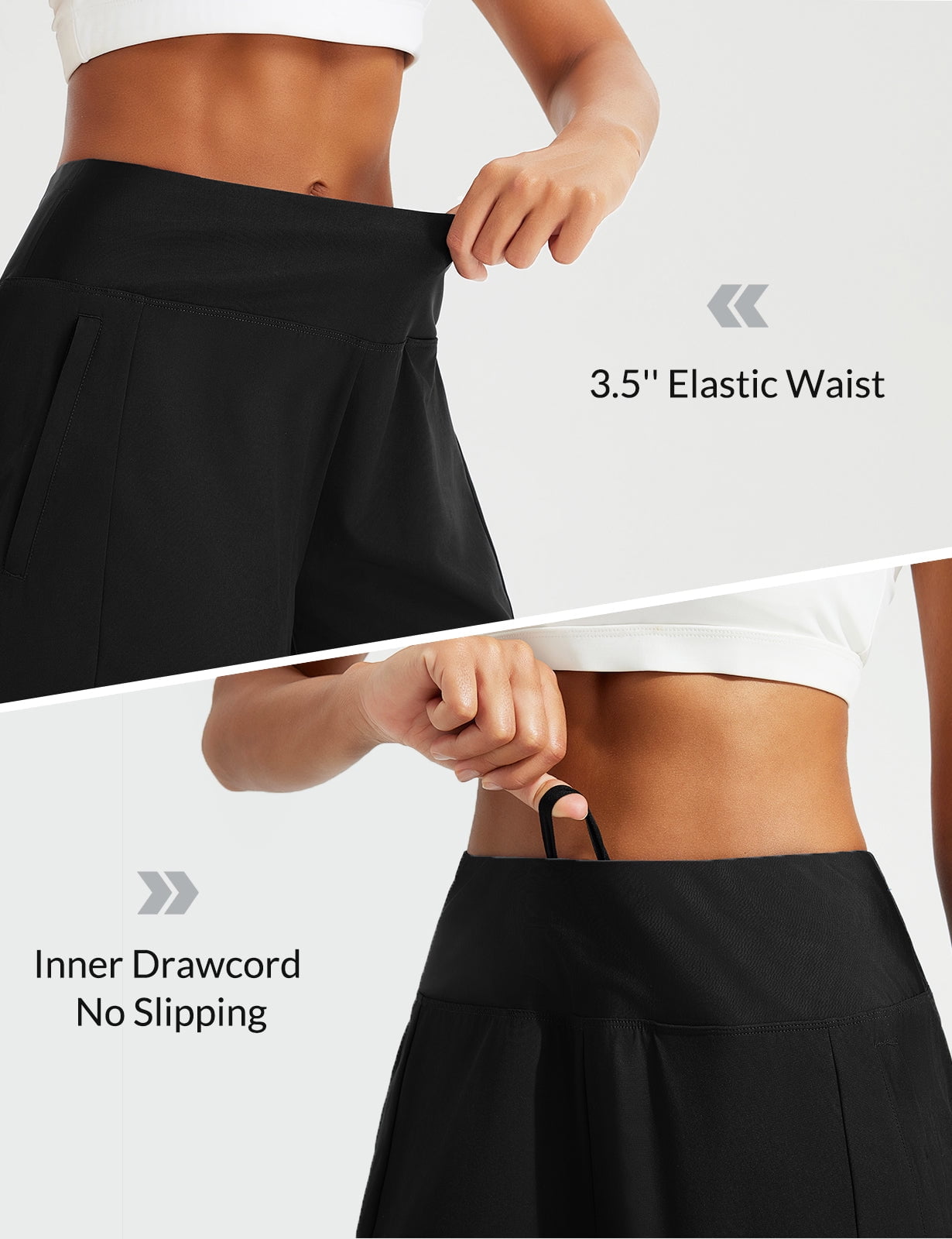 BALEAF Women's Swim Shorts High Waisted Quick Dry 5'' Modest Swimsuits Bottoms Tummy Control Boxer Liner Board Shorts with Zipper Pockets Black M