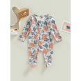 thumbnail image 2 of Bagilaanoe Newborn Baby Girl Boys Footed Jumpsuit Print Long Sleeve Bodysuit 3M 6M 12M 18M Infant One Piece Romper, 2 of 9