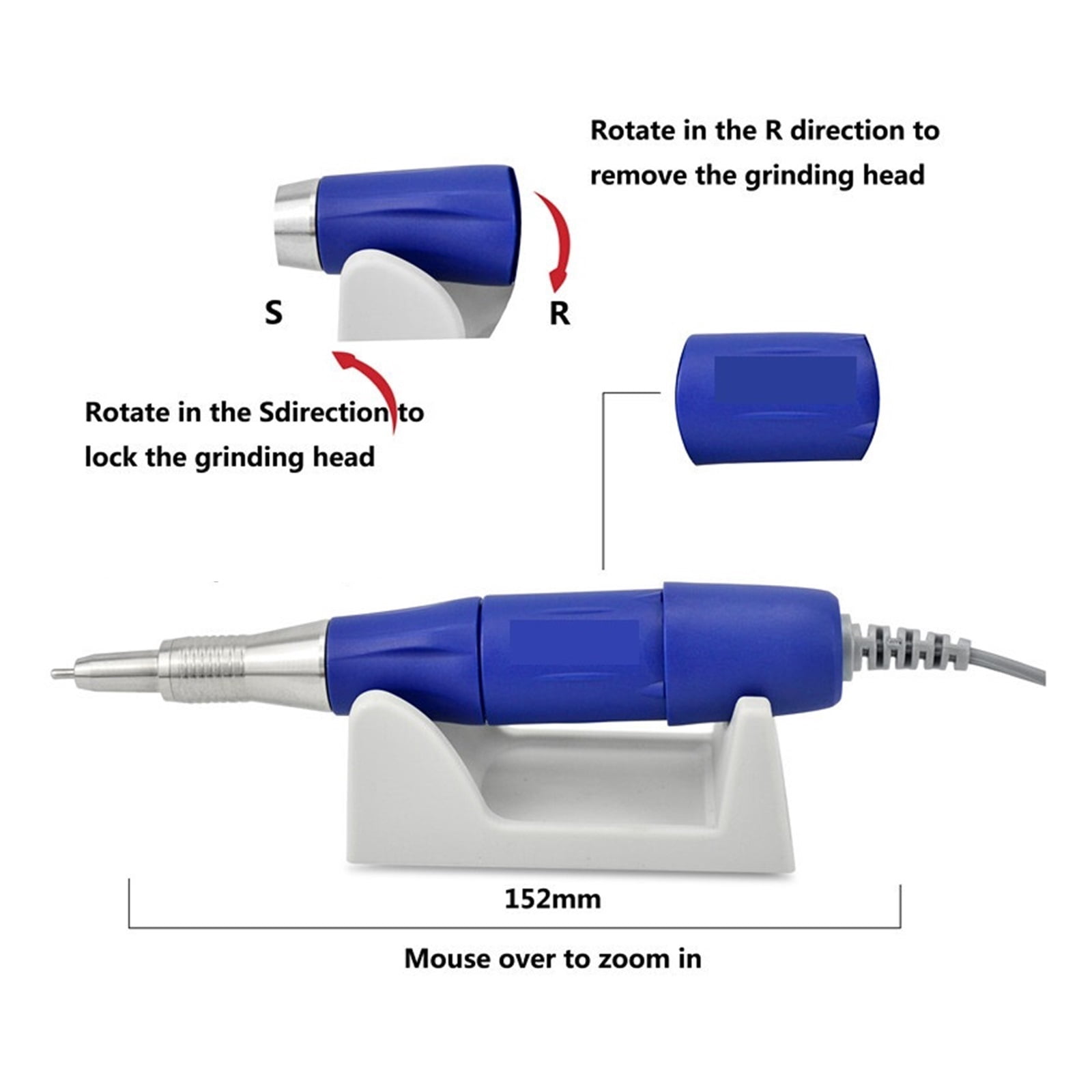 Rechargeable Nail Drill 35000RPM Portable Electric E File Malory Acrylic Nail Gel Polish Remover Machine With Drill Bits Set, Manicure Nail Tech Art Salon Home DIY