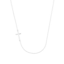Precious Stars Sterling Silver Sideways Cross Necklace