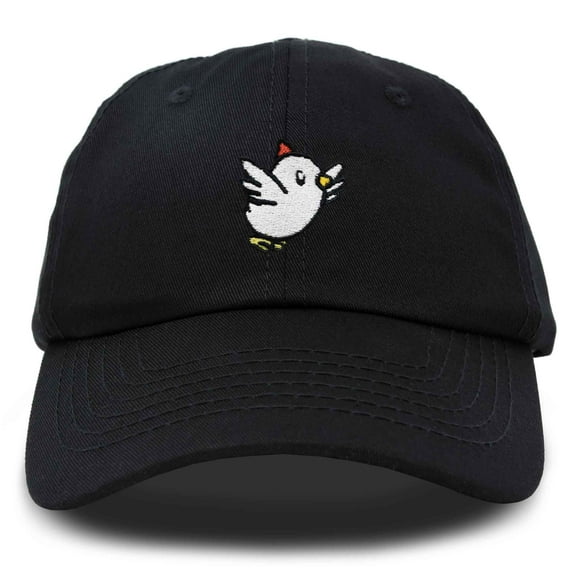 Dalix Chicken Embroidered Cotton Baseball Hat Adjustable Dad Cap Womens in Black