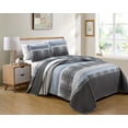 thumbnail image 1 of Kids Zone Home Linen Colcha unisex con estampado de cuadros a rayas, color blanco carbón, gris claro, nueva (doble/doble extralarga), 1 of 1