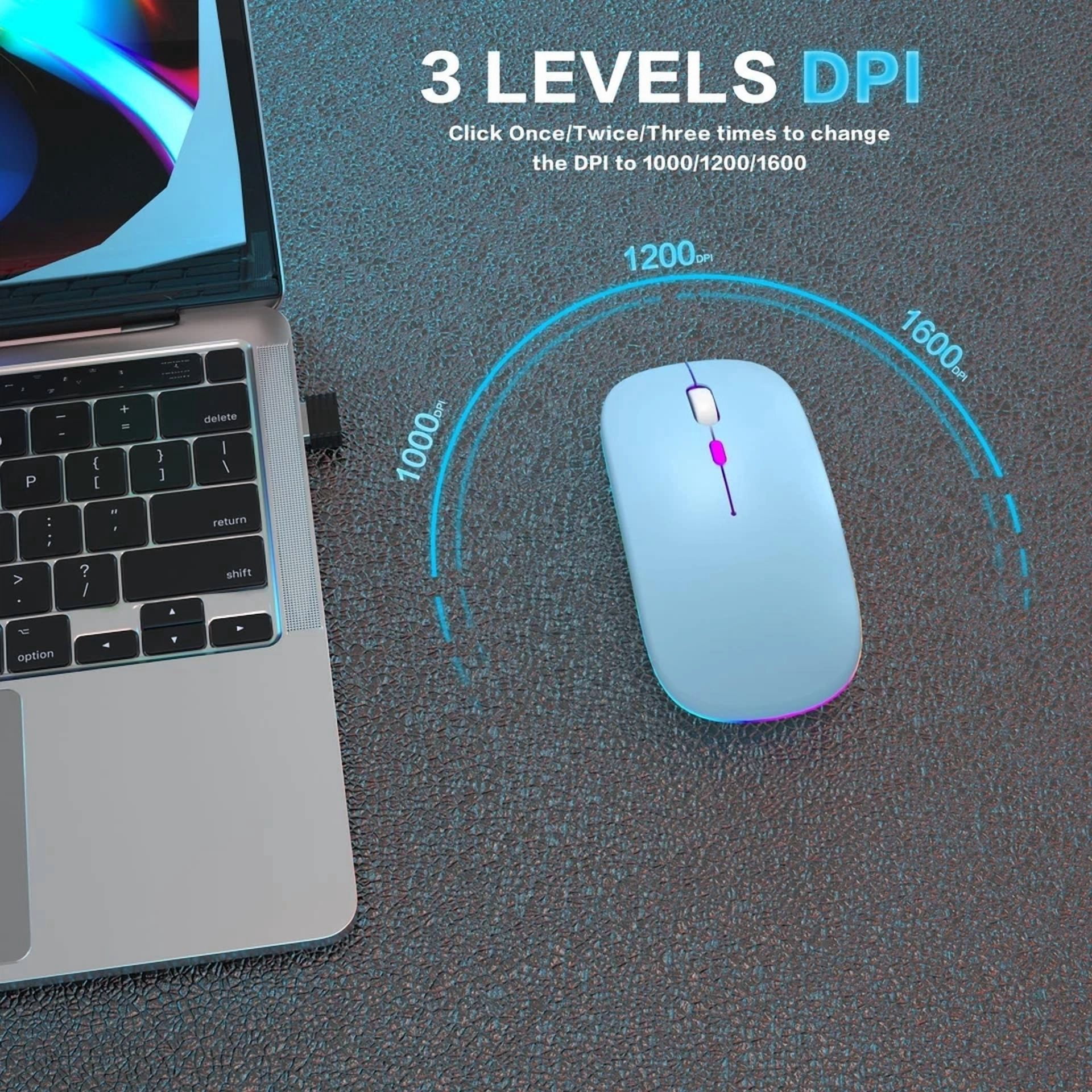 CRESTIN- Wireless Bluetooth Mouse Rechargeable Led Mice Silent Slim Laptop Pc Mac Mouse