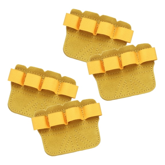 Uxcell Anti-Slip Workout Grip Pads, Lifting Grips Pads Weight Gloves for Men Women,4 Pack & Cowhide & Yellow - Fitting for (Weightlifting/Deadlift/Pull-Up/Gym Training/Yoga)