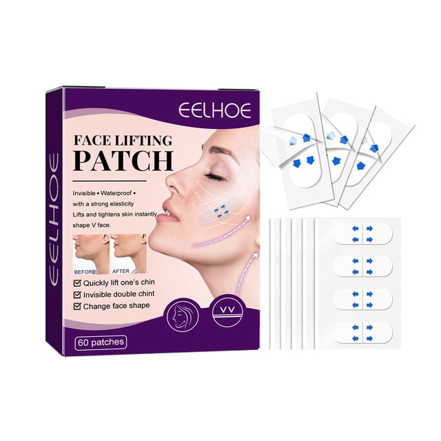 60 Pcs/boîte Ruban Invisible en Forme de V Imperméable Ruban Adhésif pour Visage en V Respirant Patch de Lifting du Visage Autocollant pour Resserrer le Menton