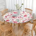thumbnail image 3 of Pioneer Flower Floral Print Pattern Round Fitted Tablecloth with Elastic Edge,Dining Table Cover Waterproof,Outdoor Round Tablecloth for Camping,Dining,Indoor and Outdoor, 3 of 7