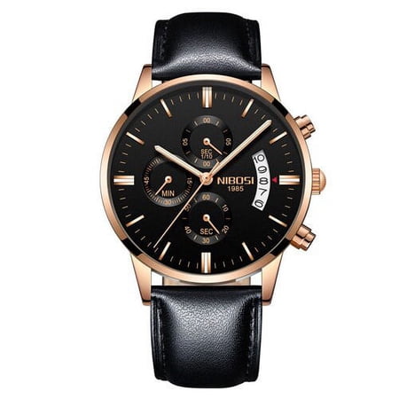 NIBOSI Fashion Mens Watches Top Brand Luxury Watches Rose Gold Waterproof Relogio Masculino Stainless Steel Quartz Wristwatch