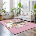 thumbnail image 3 of Area Rugs 5'x7', Pink Cute Cat Carpet Runner Indoor Outdoor Rugs Home Decor Aesthetic, Cartoon Funny Heater Cats Non Slip Mats Washable Accent Rug for Living Room Bedroom, 3 of 8