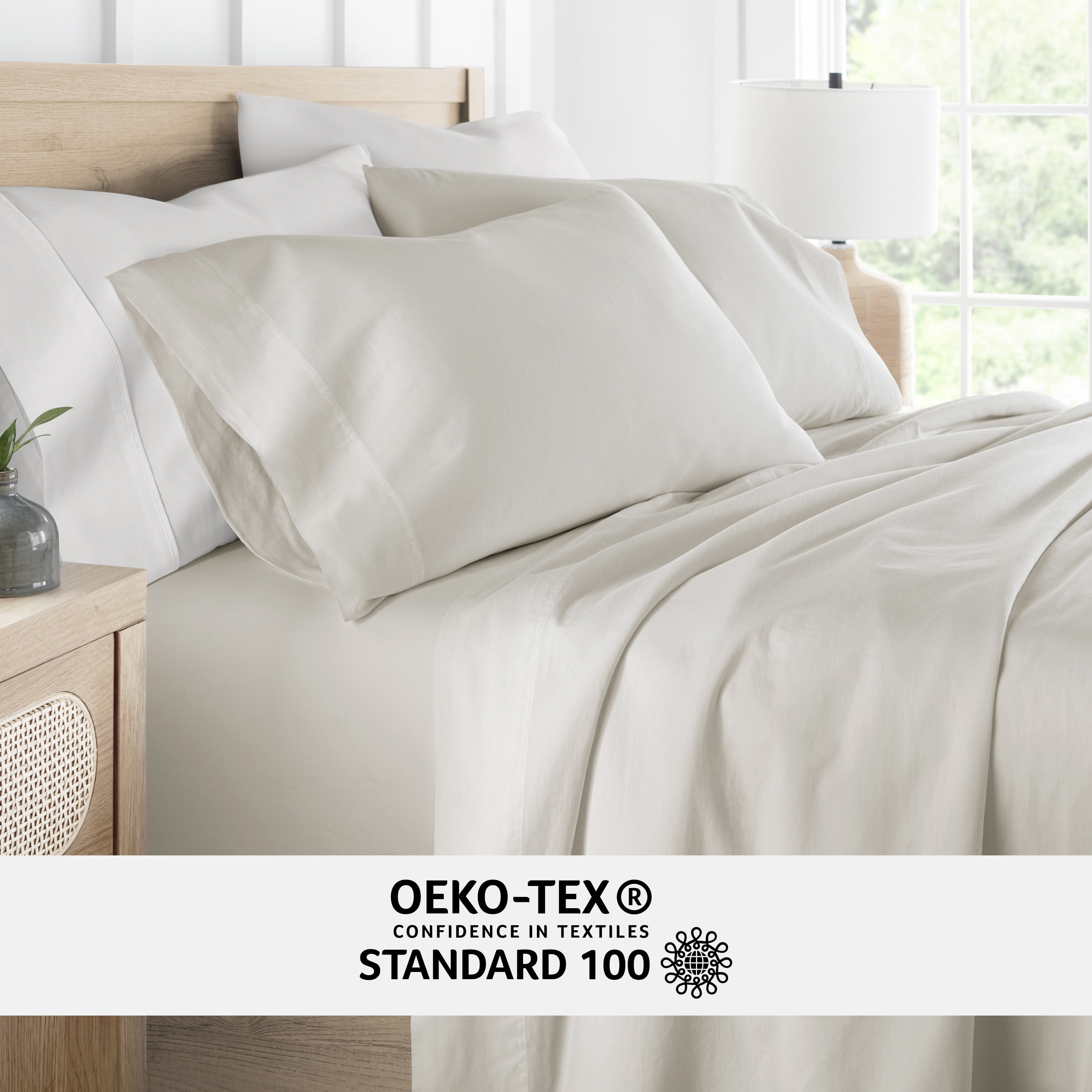 Noble Linens 300 Thread Count 4 Piece Cotton Sheet Set in Ivory ,Twin