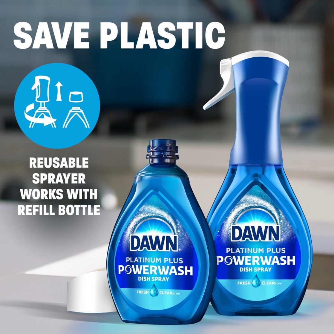(4 pack) Dawn Powerwash Spray, Dish Soap, Dishwashing Liquid, Fresh, 1 Starter Kit, 16 Fl Oz