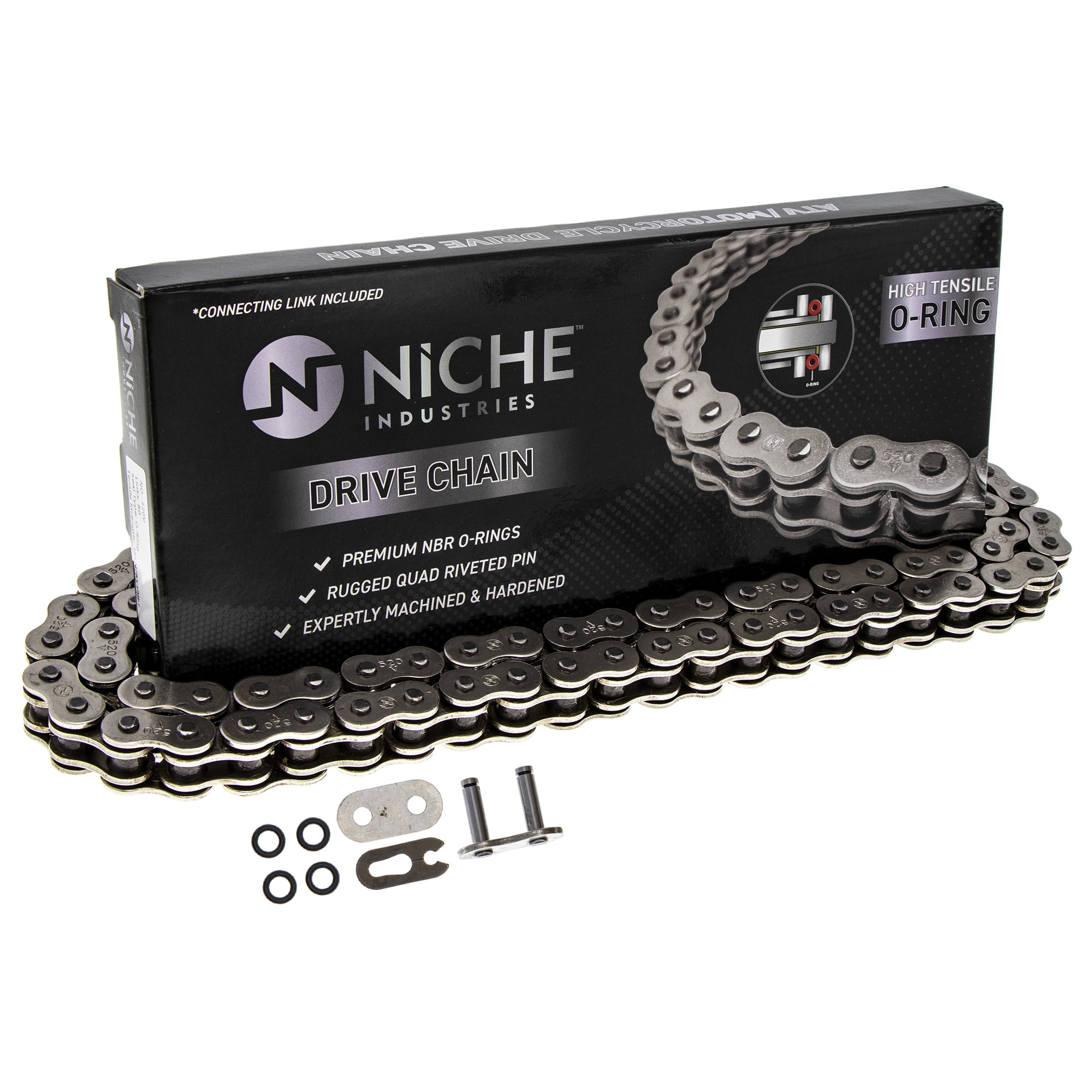 420 Motorcycle Chain 132-Link with 1 Connecting Link High Performance Natural 