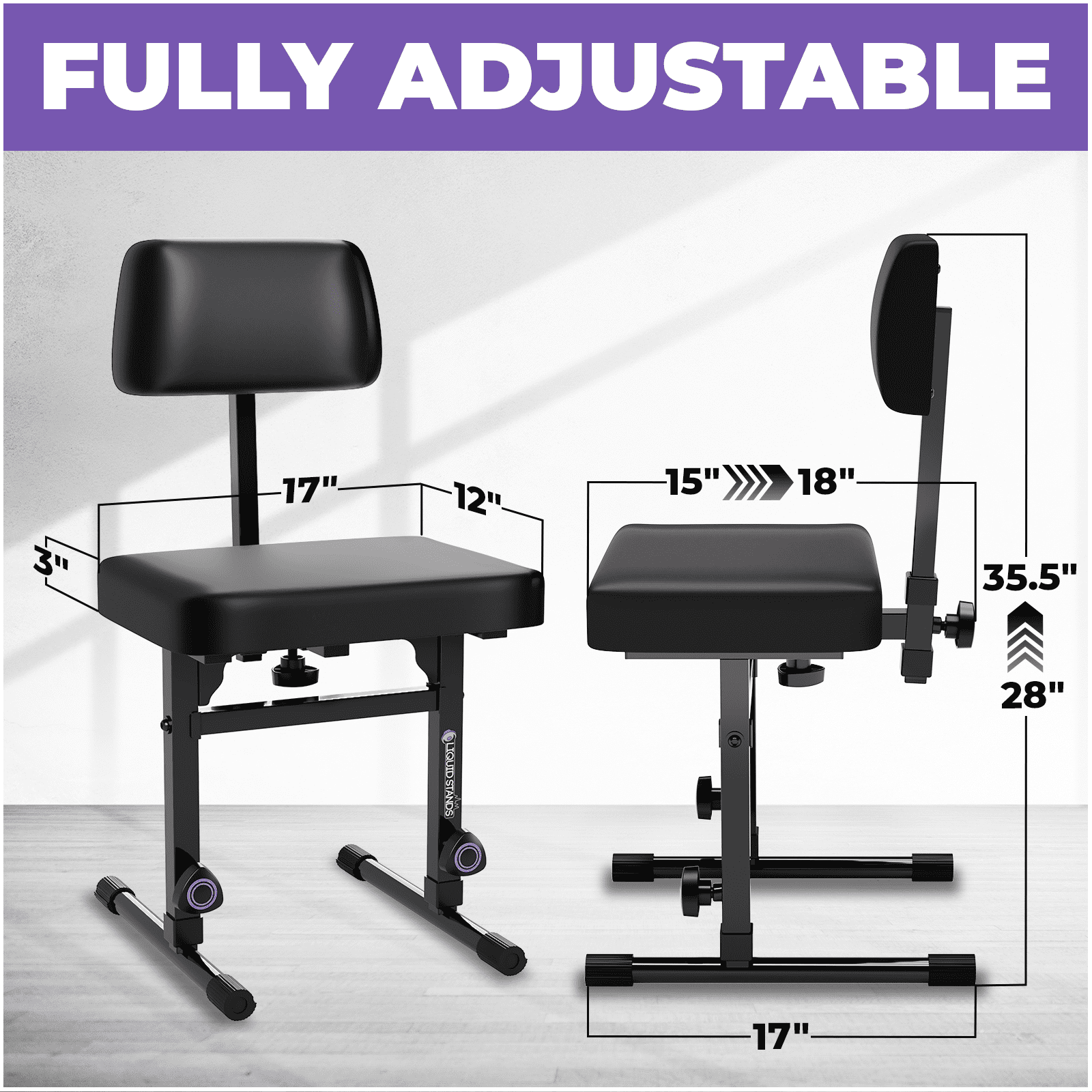 Liquid Stands Piano Keyboard Stand & Bench Set - Portable Sturdy Metal Stand for 54-88 Key & Piano Chair