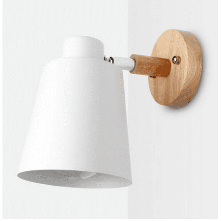 

Toyella Bedside Wall Lamp Wooden Plug Switch Nordic Decorative Lamps White US