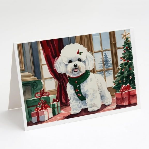 Bichon Frise Christmas Greeting Cards and Envelopes Pack of 8 7 in x 5 in