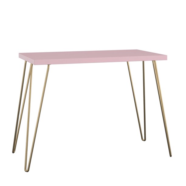 Retro Computer Desk, Pink/Gold