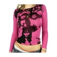 thumbnail image 2 of Women Face Portrait Top Graphic Long Sleeves Crop Top T-Shirt, 2 of 7