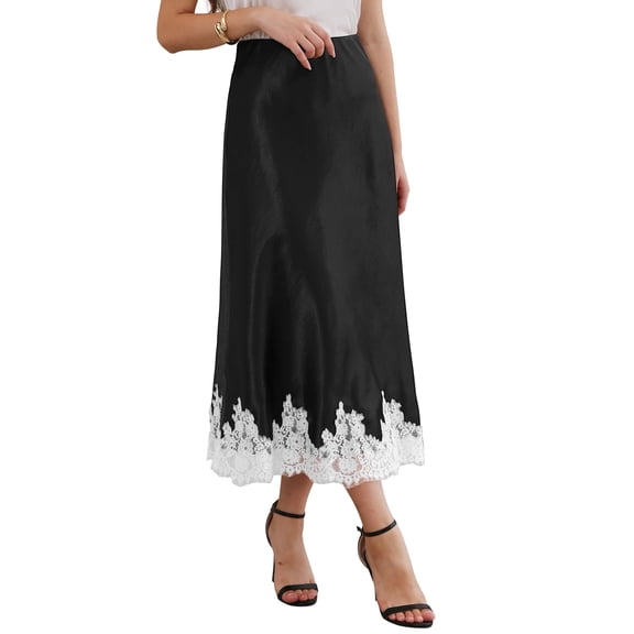 DARING DIVA Women's A-Line Silk Cocktail Wedding Midi Dress Small Black