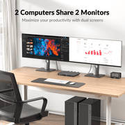 AV Access KVM Switch 2 Monitors 2 Computers, EDID Support, with USB 3.0 Hub – Control 2 PCs in Dual Monitor 4K@60Hz in Extended or Mirror Mode, HDMI Input, Fast Switching Button/Keyboard(4KSW21-DM)