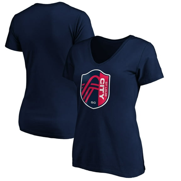 Women's Navy St. Louis City SC Primary Logo V-Neck T-Shirt