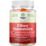Natures Craft Tasty Prebiotic High Fiber Orange & Mixed Berries Flavor Gummies for Adults - with Prebiotic Soluble Chicory Root - Non GMO Vegan Halal 60 ct