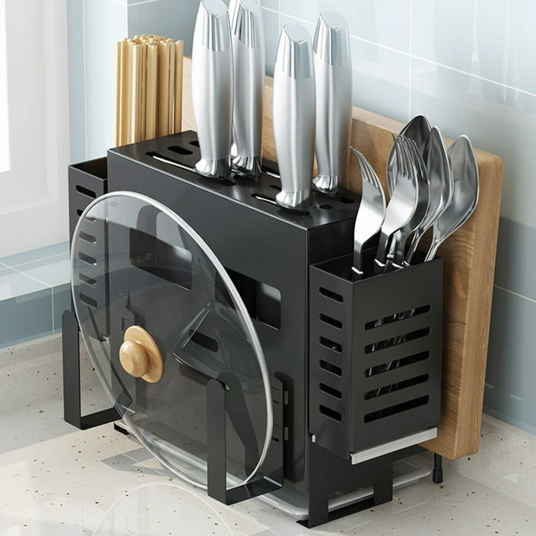 Kitidy All-in-one Knife Rack, Pot Lid Rack, Cutting Board Holder, Utensil  Holder - Kitchen Countertop Or Wall-mounted Storage