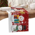 thumbnail image 6 of Red Snowman Cotton Linen Table Runner for Dining Kitchen, Christmas Winter Snowflake Xmas Tree Wedding Outdoor Party Tablerunners Decoration, Dresser Scarf Coffee Tablecloth Runners 13x48 Inches, 6 of 9