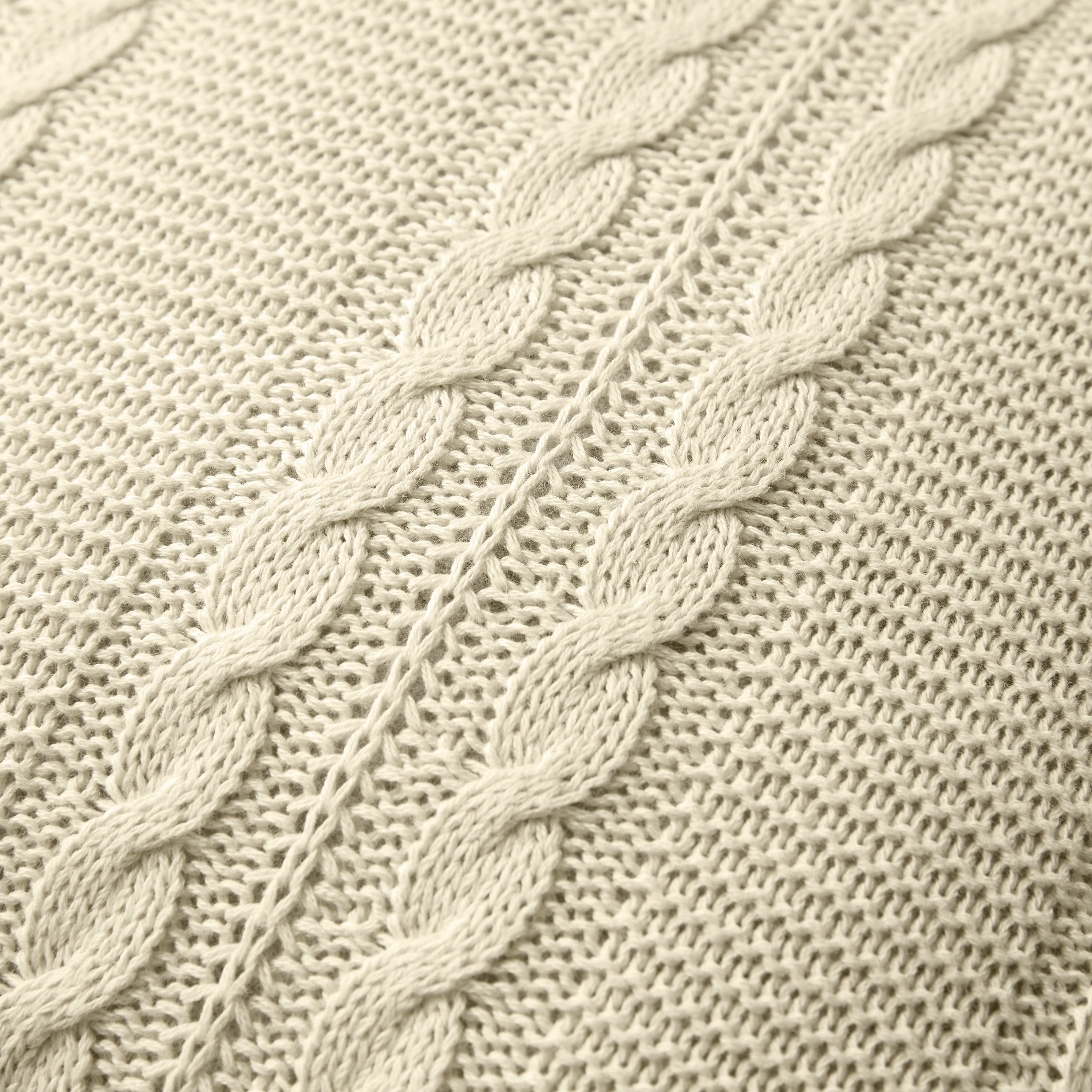 VCNY Home Dublin 18" x 18" Cream Cable Knit Cotton Decorative Pillow