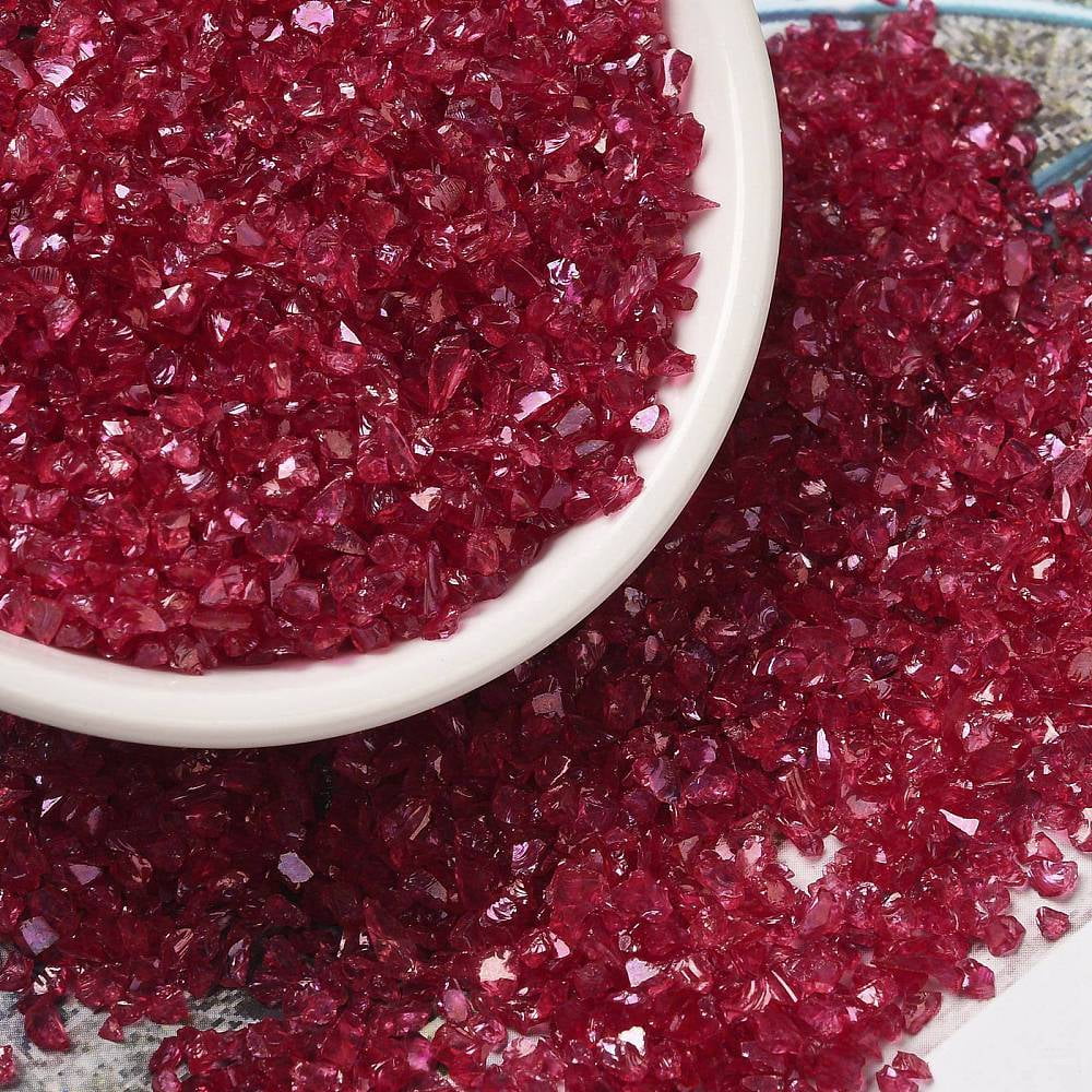 1 Pound Transparent Electroplate Crushed Glass Craft AB Color Plated Irregular Glass Chips for Nail Arts DIY Vase Filler Dark Red 1.5~2x1.5~2mm