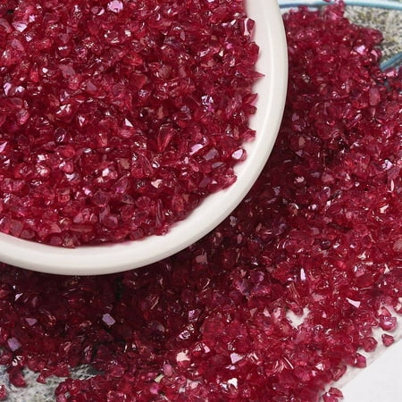 Transparent Electroplate Crushed Glass Craft AB Color Plated Irregular Glass Chips for Nail Arts DIY Vase Filler Dark Red 1.5~2x1.5~2mm