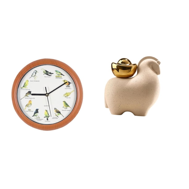 Reloj de pared con pájaro cantor, estatua de animal en miniatura, decoración de mesa, colecciones, relojes de pájaros, relojes de pared, reloj colgant