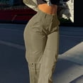 thumbnail image 6 of zicth Brown Womens Cargo Pants Womens Daily Elastic Waist Pockets Straight Solid Color Casual Pants Loose Pockets Cargo Long Trousers Work Pants for Women Size XXL, 6 of 6