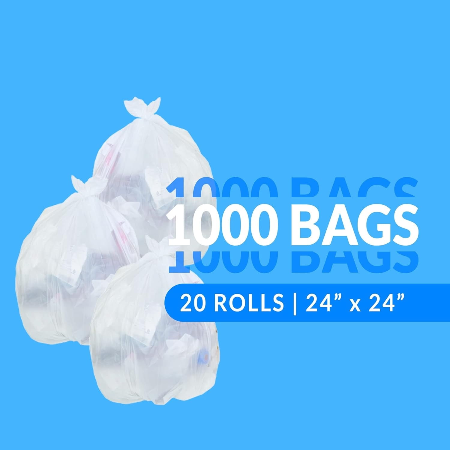 6-10 Gallon Trash Bags | 1000 Bags | Clear | Bathroom | Strong | Garbage