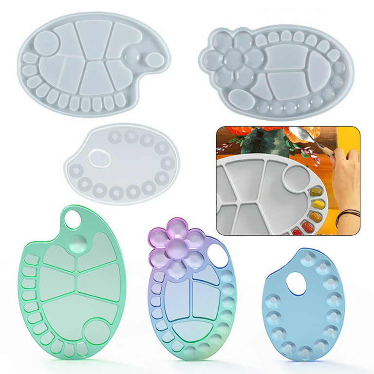 Silicone Paint Palette Resin Mold,UV Epoxy Casting Paint Tray Mold Making  NEW