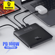 Baseus Power Bank 20000mAh 100W Fast Charging Portable Charger with Digital Display, Blade HD Slim Battery Pack for Laptop, Phone, Switch Black