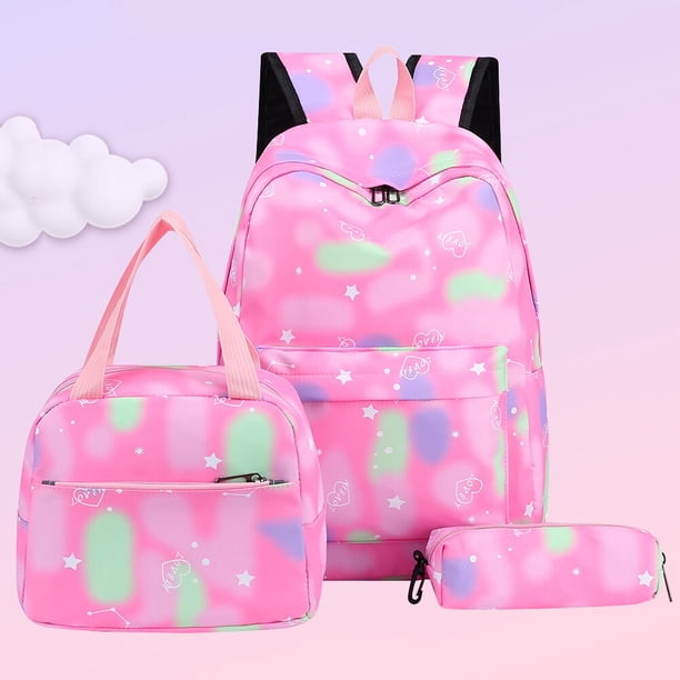 Mochila con correa ajustable para ordenador portátil para mujer, morral escolar de nailon con gradiente bonito, informal, para el trabajo, escuela y viajes, 3 unidades/Set Fivean unisex