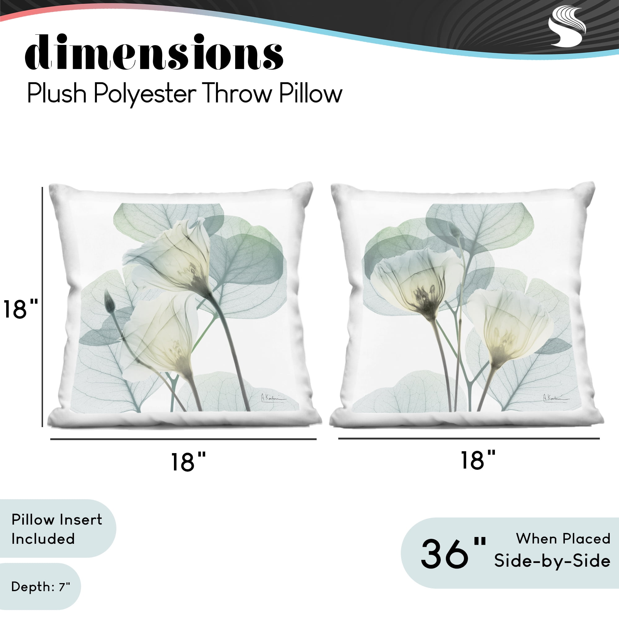 Stupell Industries Divine Fate Flowers 2 Piece Decorative Printed Throw Pillow Set, design by Albert Koetsier, 18 x 7 x 18