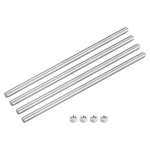 Fully Threaded Rod M8 x 200mm 1.25mm Pitch 304 Stainless Steel Right Hands 4pcs