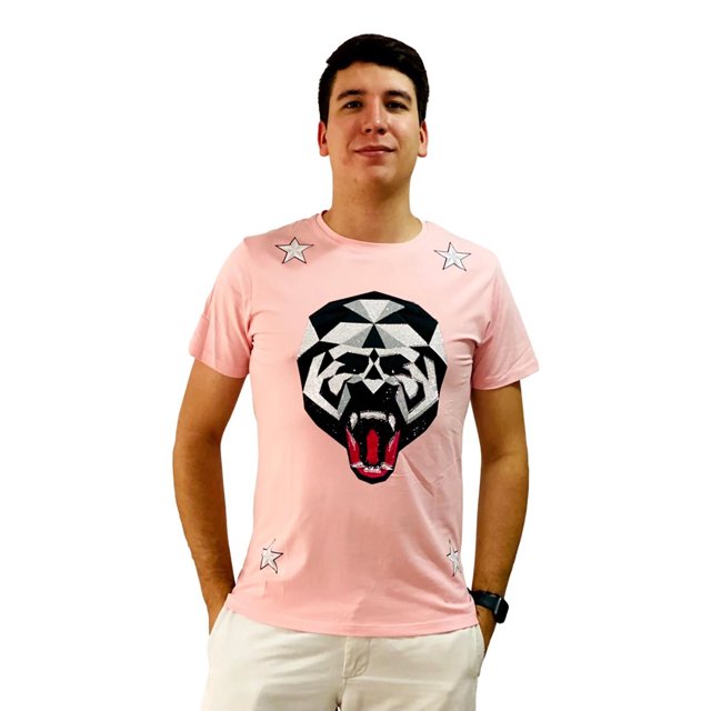 Playera Moda&Pritex Estampado con piedras, corte slim, tela spandex